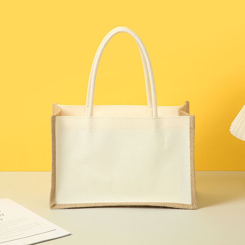 Handheld Jute Bag Customized Logo Coarse Linen Shopping Gift Bag Blank Printed Diy Cotton Linen Bag